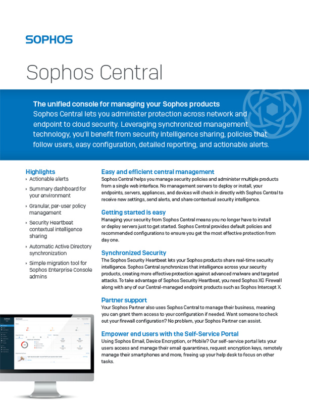 Sophos Central Brochure Cover